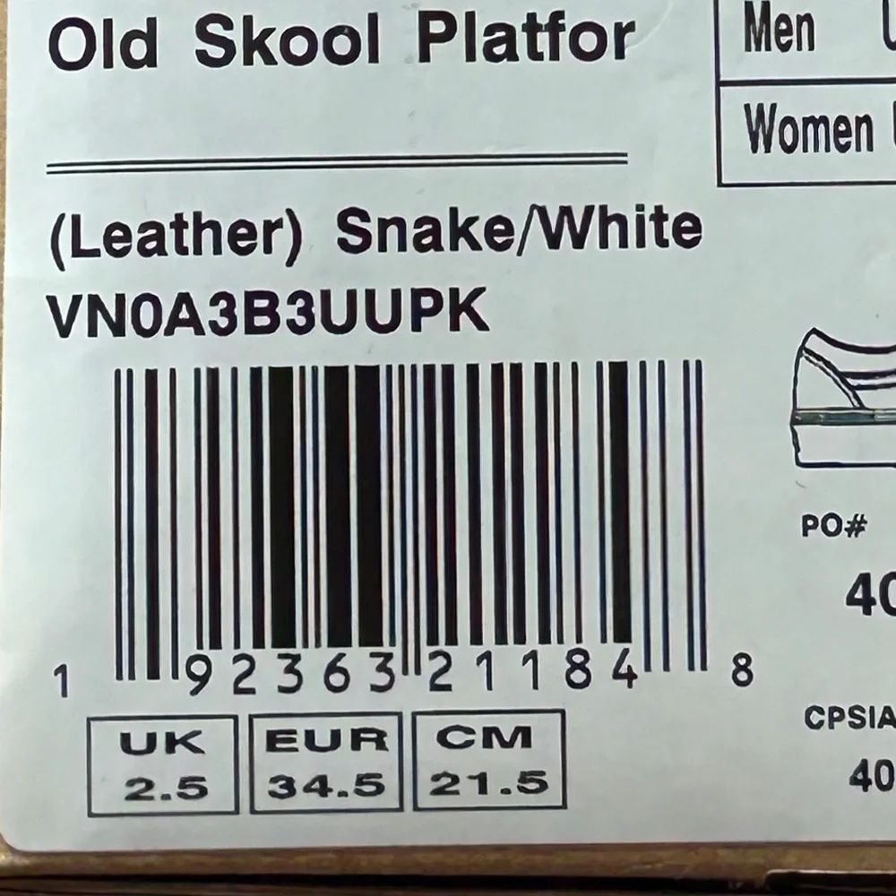 Vans‎ Old Skool Platform Leather Snake White Shoes
